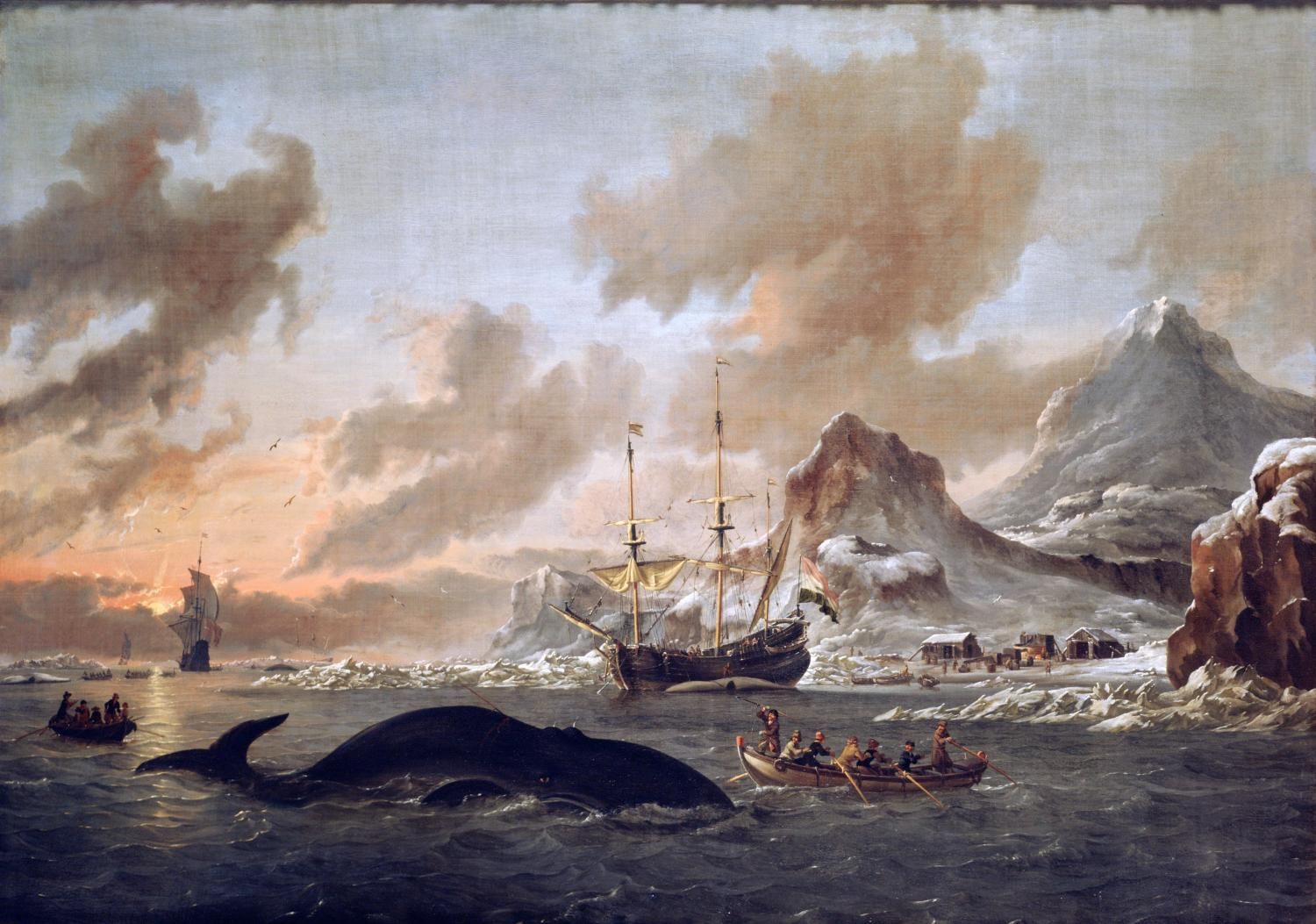 Walvisvangst bij de kust van Spitsbergen - Abraham Storck 1690