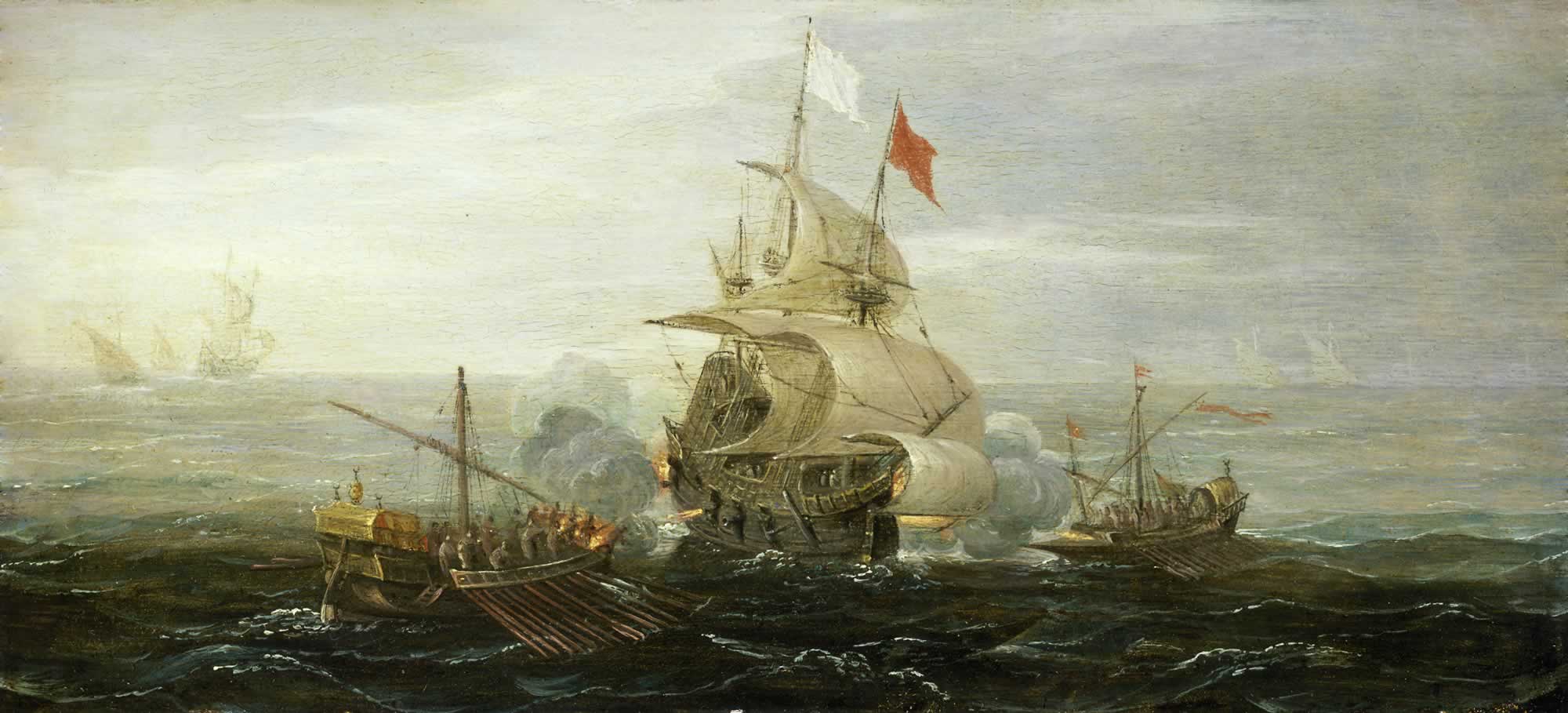 Franse Schip en Barbarijse piraten - Aert Anthoniszoon